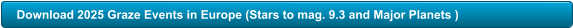 Download 2025 Graze Events in Europe (Stars to mag. 9.3 and Major Planets )